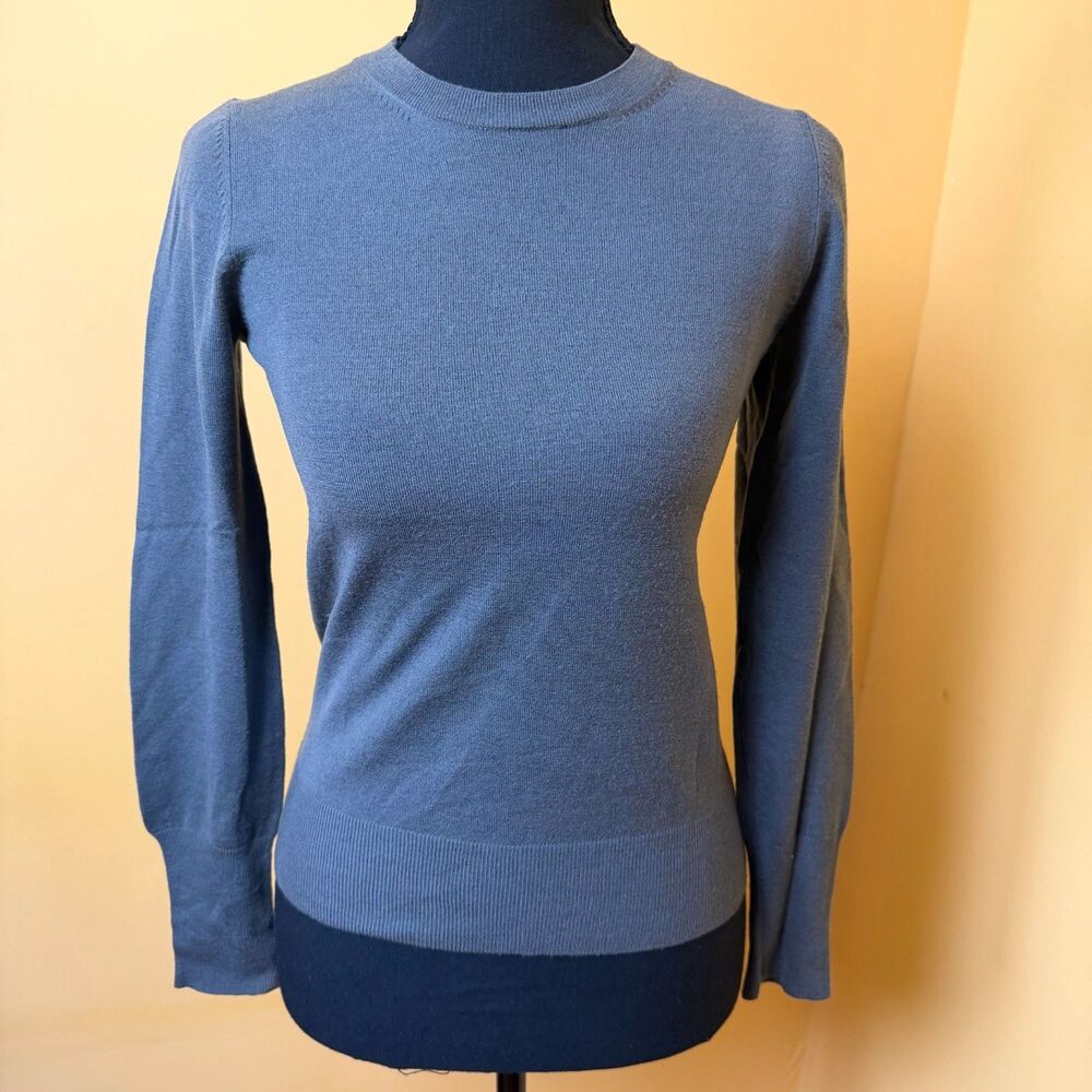Theory Wool Blend Sweater Womens P Petite Gray Crewneck Knit Pullover Minimalist